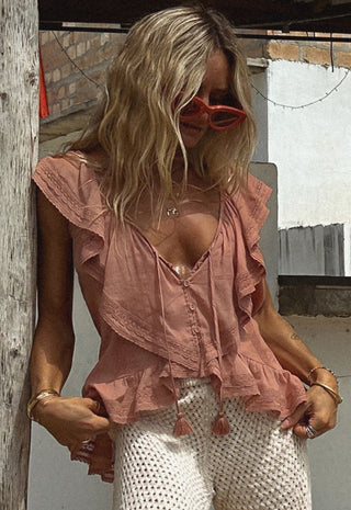 Fleur Lace Frill Sleeveless Blouse